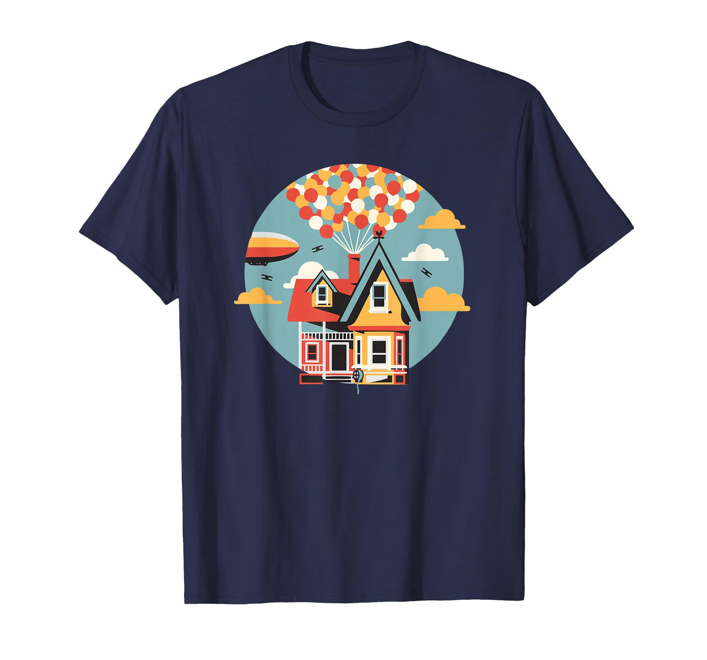 House Going Up, Balloons, Adventure is Out There, Retro T-Shirt