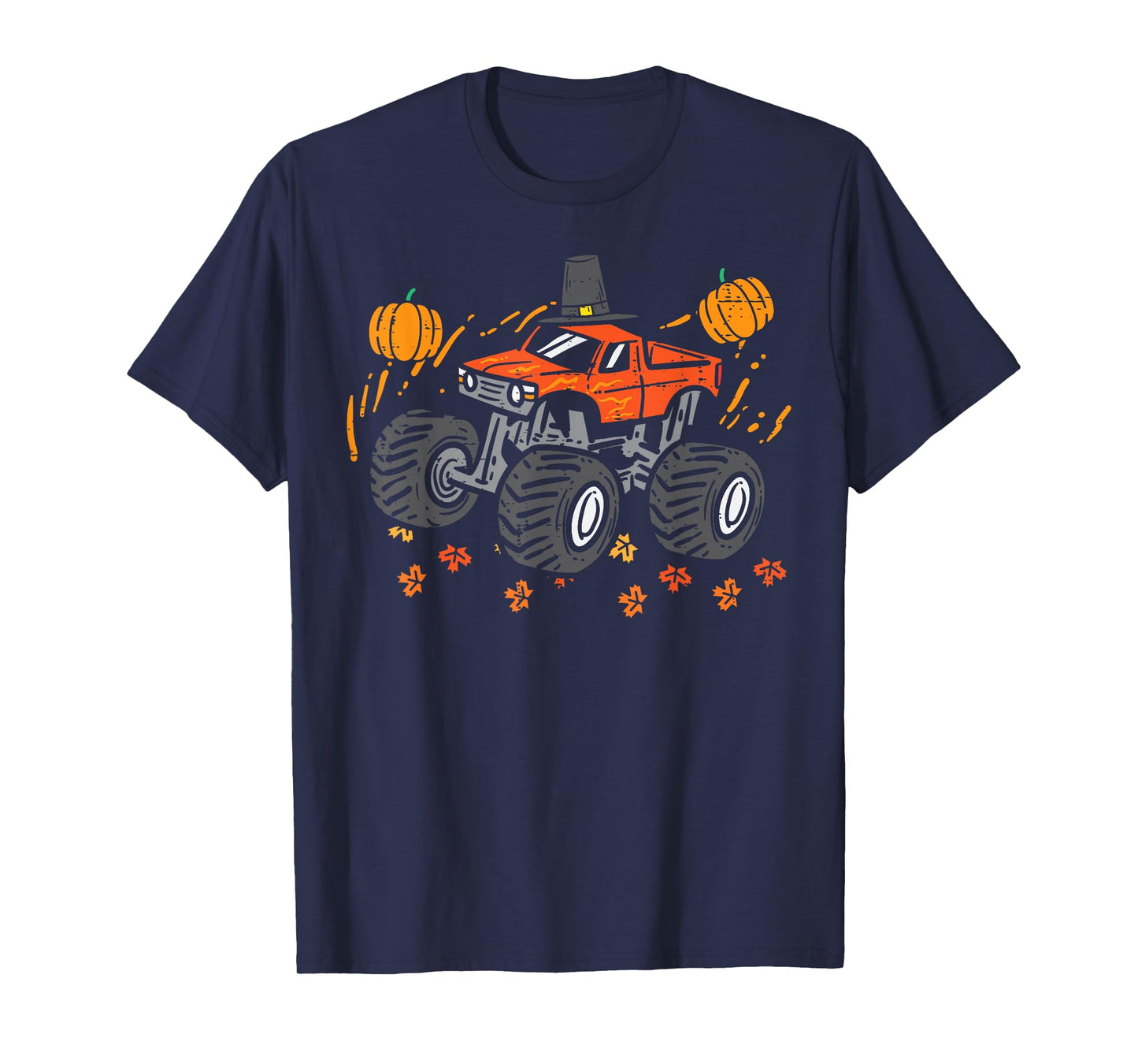 Monster Truck Pumpkins Thanksgiving Fall Toddler Boys Kids T-Shirt