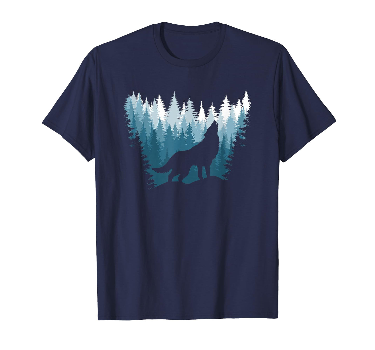 Wolf Landscape Pine Tree Forest Wildlife Nature Graphic Men T-Shirt