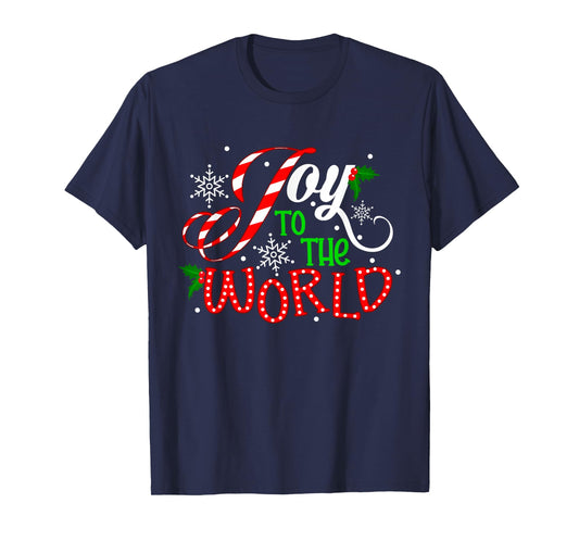 Joy To The World Candy Cane Christmas Pajamas Xmas Kids T-Shirt