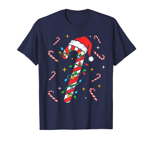 Candy Cane Christmas Shirt Santa Hat Family Matching Xmas T-Shirt