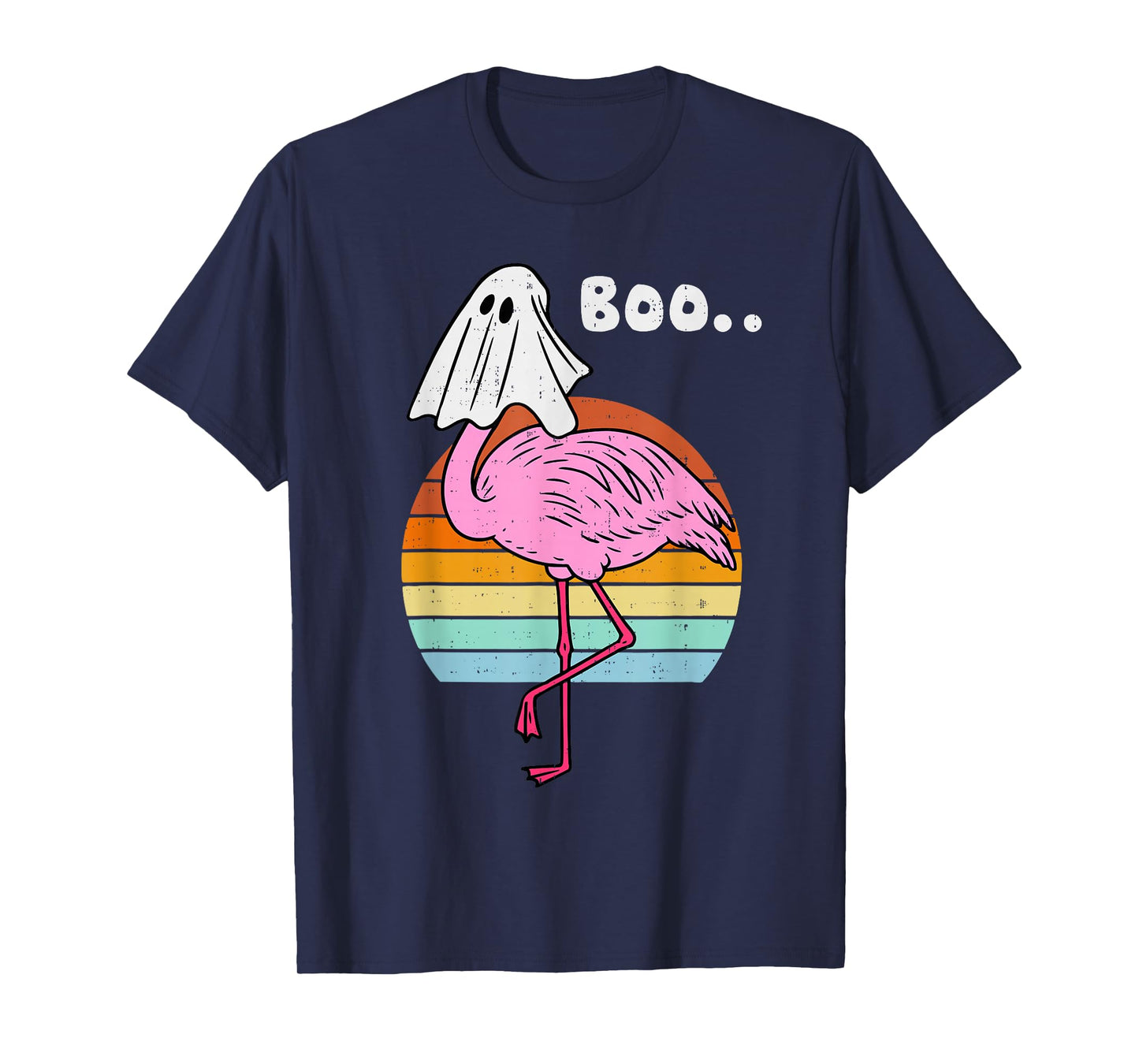 Boo Flamingo Ghost Spooky Halloween Costume Bird Animal T-Shirt