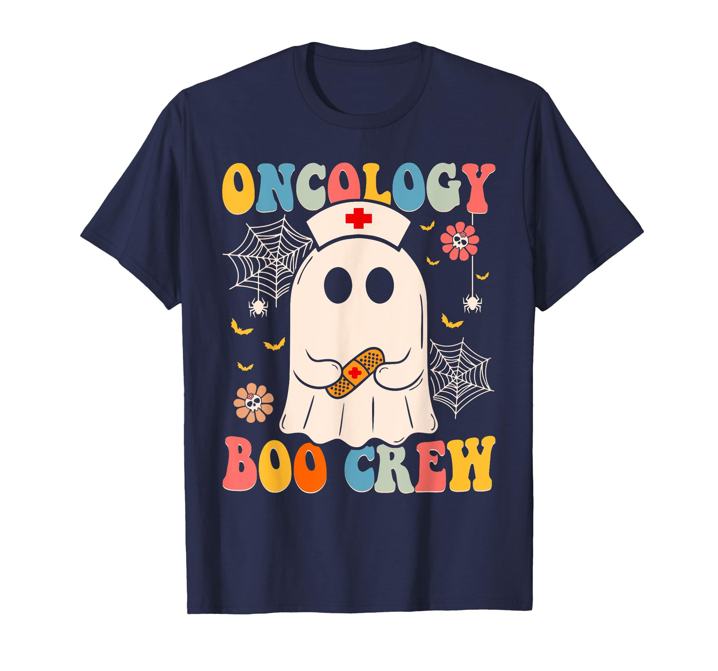 Groovy Oncology Boo Crew Nurse Funny Ghost Halloween Nurse T-Shirt