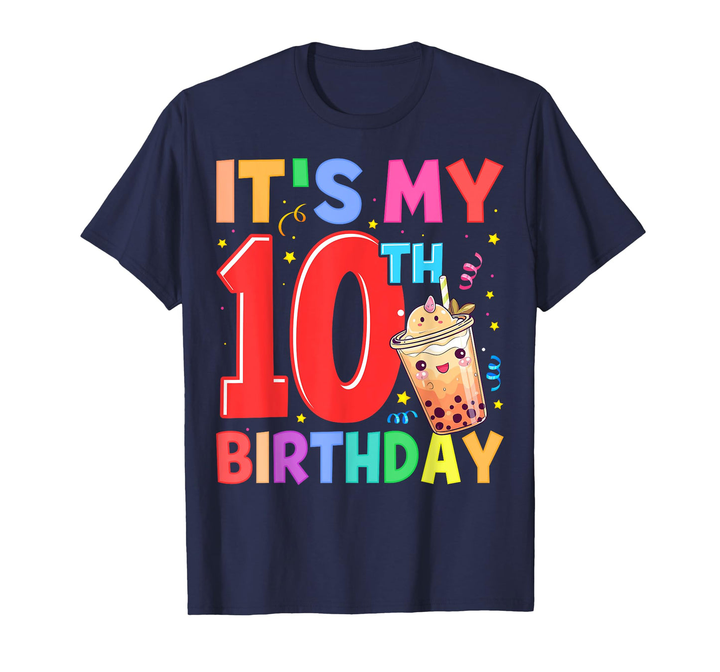 It's My 10th Birthday Bubble Boba Tea Party 10 Year Old Girl T-Shirt