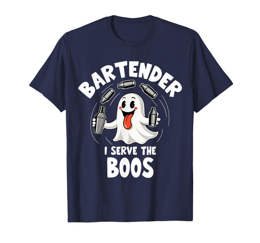 Bartender Halloween Costume I Serve The Boos Men Women T-Shirt