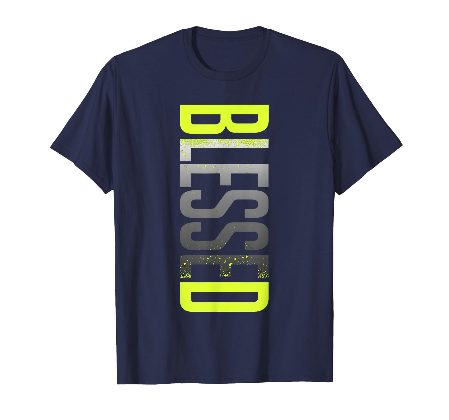 Neon Yellow Black Cool Grey Graphic Match T-Shirt - T-Shirt | Navy