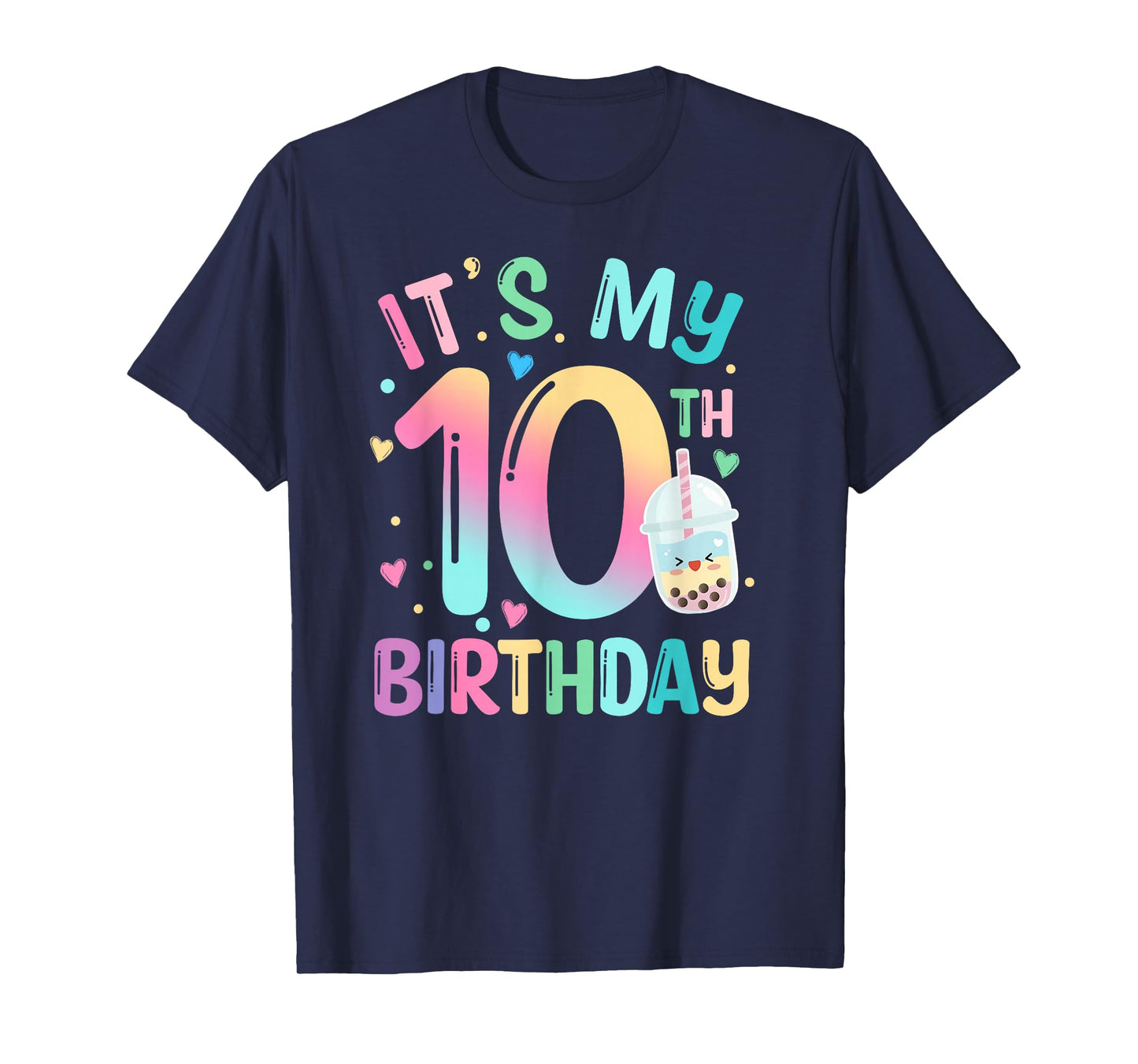 It's My 10th Birthday Bubble Boba Tea Party 10 Year Old Girl T-Shirt