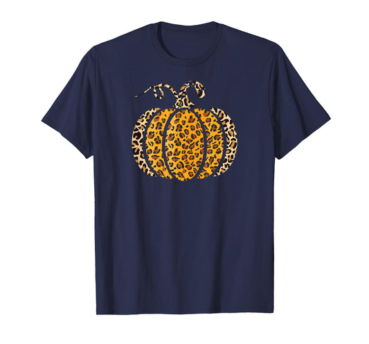 Pumpkin Leopard Print Funny Halloween Costume Autumn Pumpkin T-Shirt