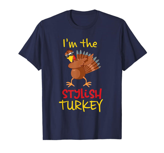 Stylish Turkey Matching Family Group Thanksgiving Party T-Shirt