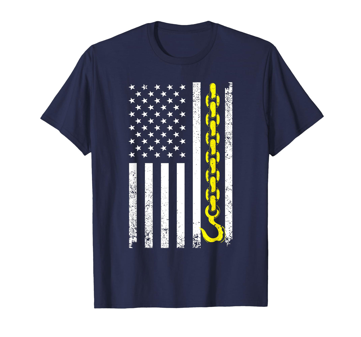 Funny Tow Truck Gift Men Women Cool US Flag Trucking Driver T-Shirt