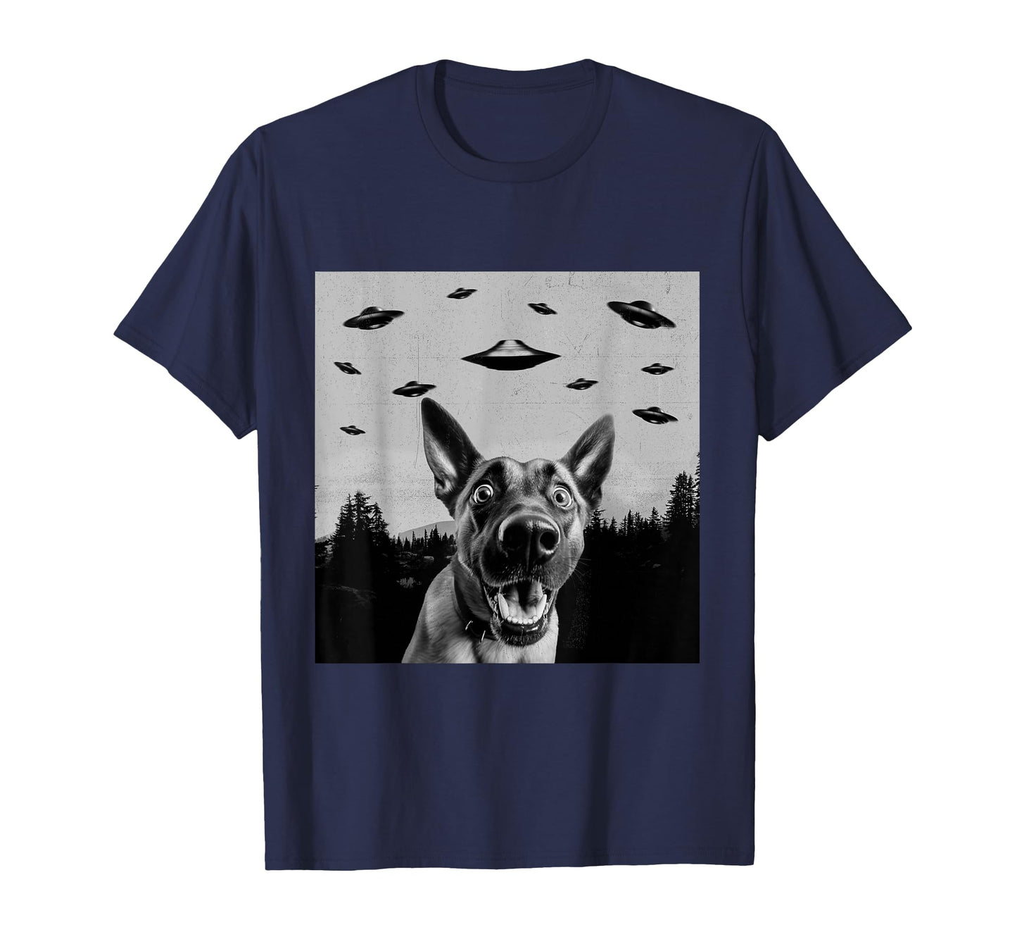 Alien UFO Funny Belgian Malinois Dog Lover Men Women Kids T-Shirt