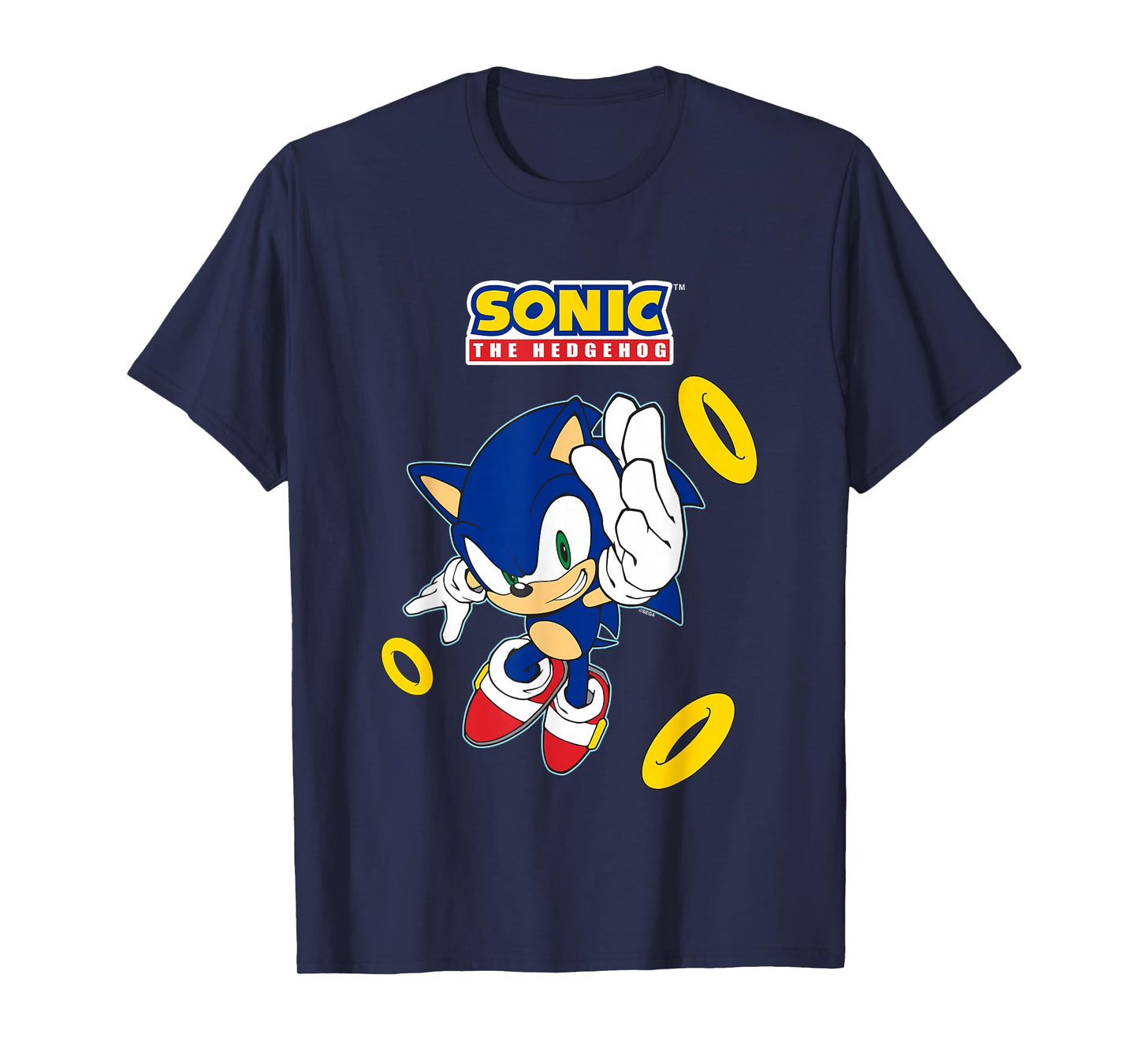 Sonic The Hedgehog In A Hurry Golden Rings Cool Shot T-Shirt