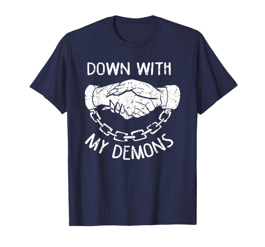 Down With My Demons Deal Handshake Aesthetic Goth T-Shirt