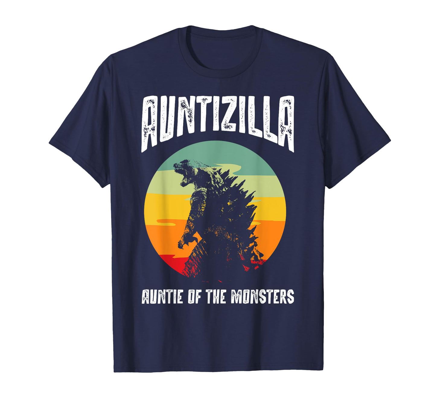 Auntzilla Aunt Of The Monsters Retro Vintage Sunset T-Shirt