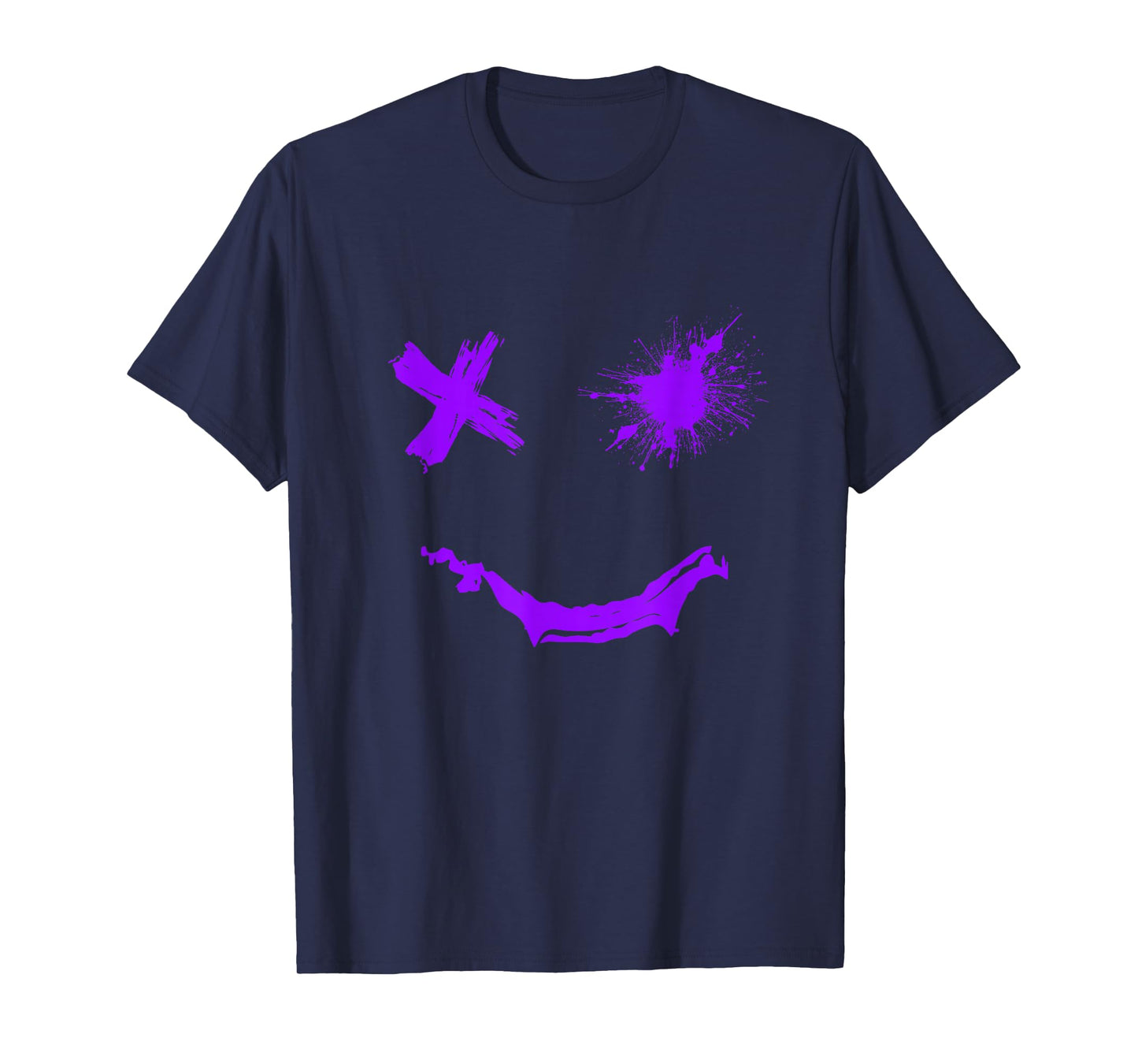 Purple Grunge Smile Purple Color Graphic T-Shirt