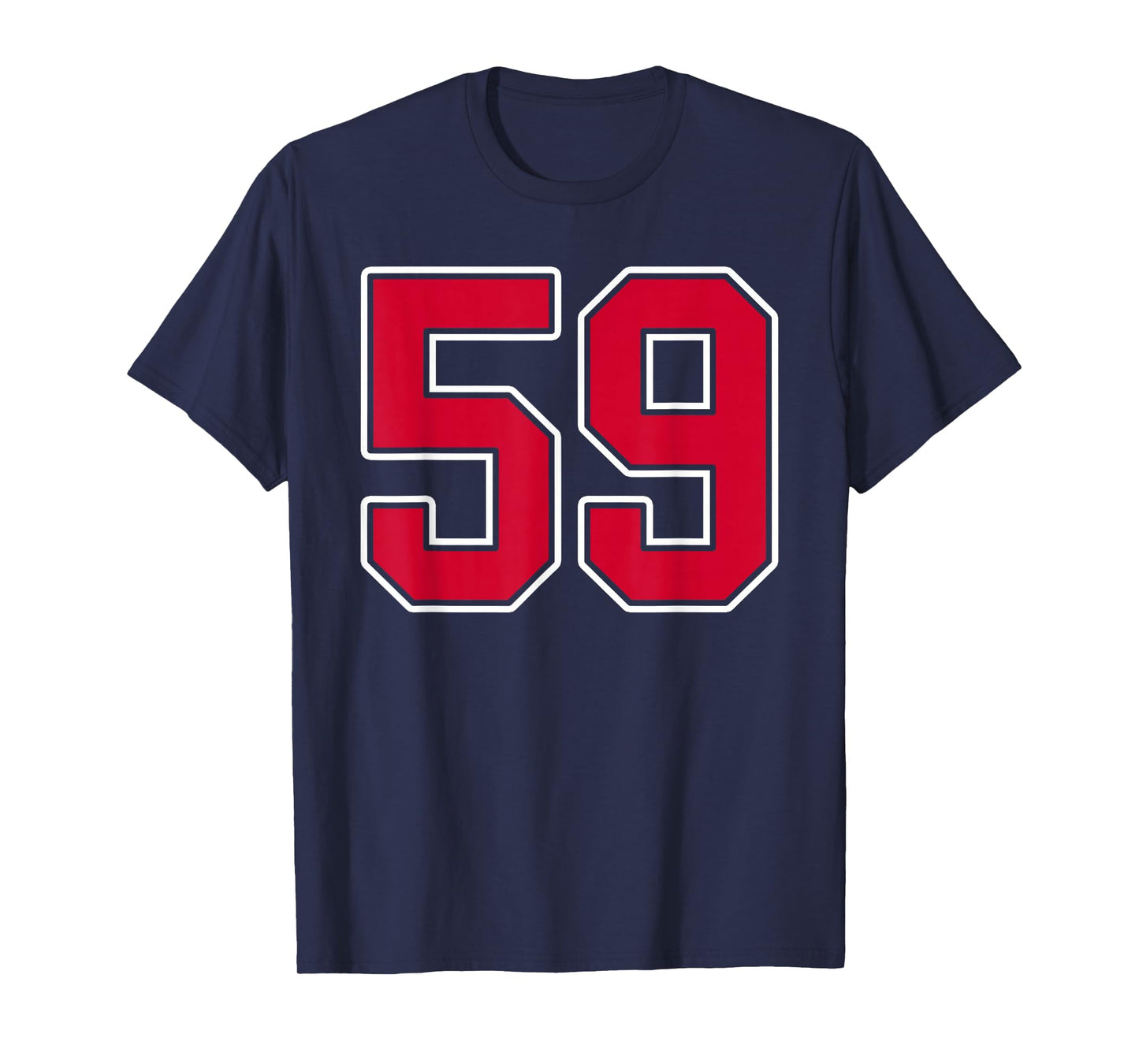 Red White Number 59 Jersey Player Uniform #59 T-Shirt
