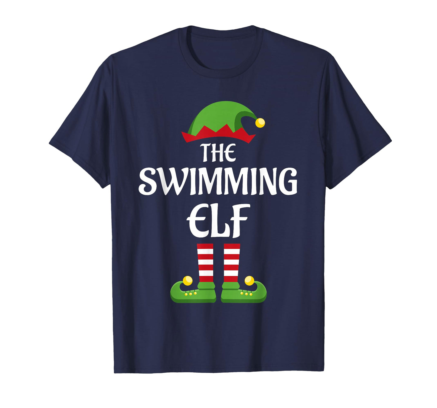 Swimming Elf Family Matching Group Christmas Swimmer T-Shirt