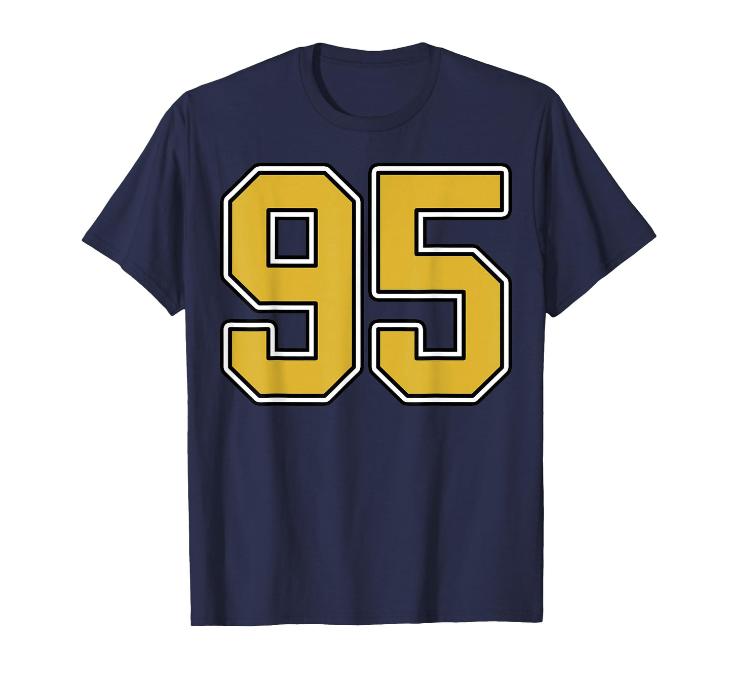 Old Gold Black White Sports Number 95 Jersey Uniform Player T-Shirt