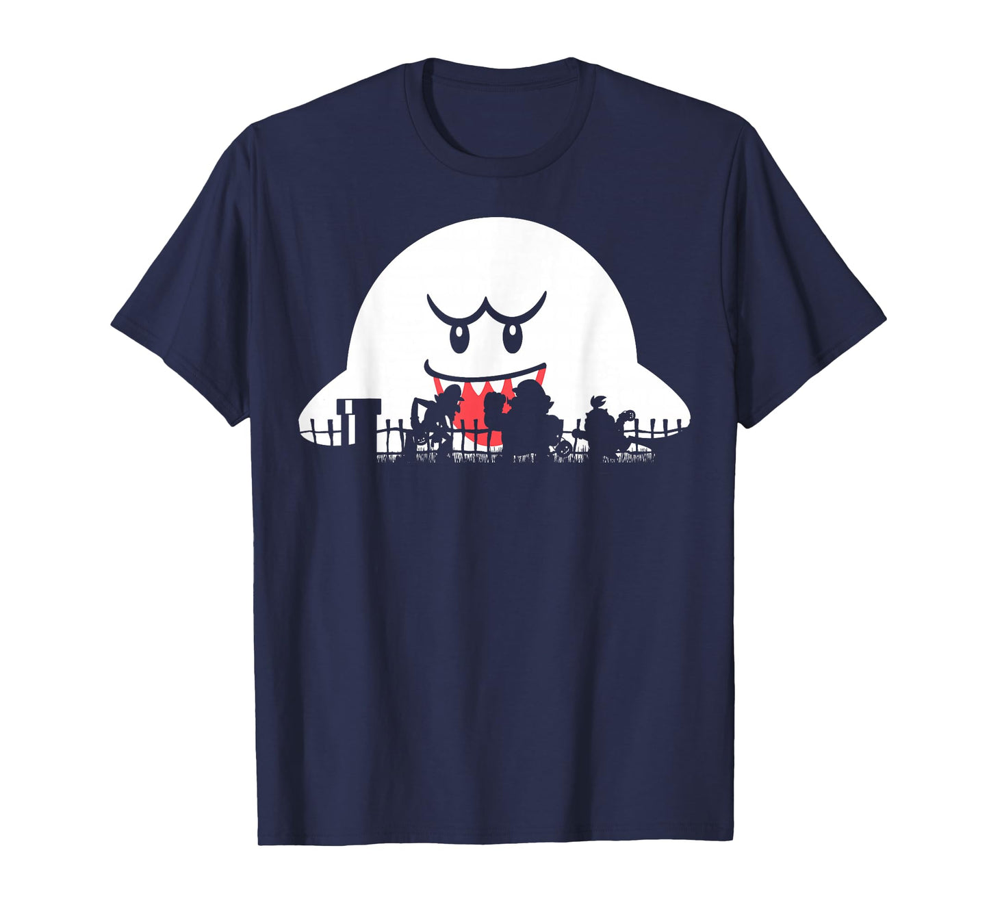 Super Mario Boo Trick Or Treat Halloween Silhouette T-Shirt