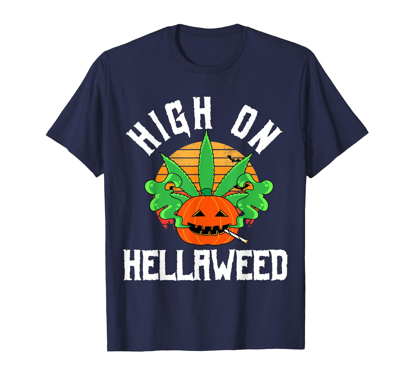 Pumpkin Smoking Weed Costume Retro Funny Halloween Gifts T-Shirt