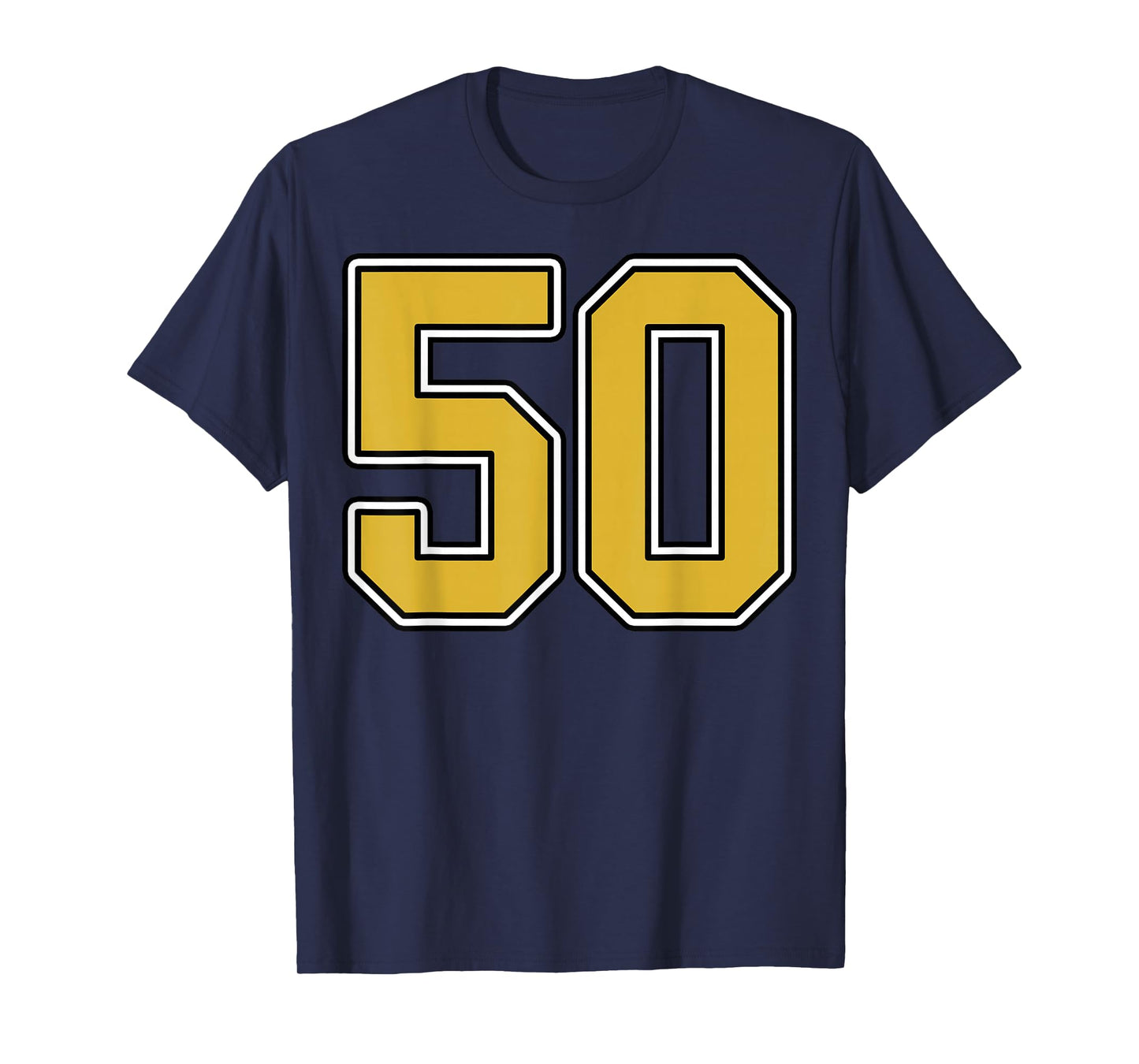 Old Gold Black White Sports Number 50 Jersey Uniform Player T-Shirt