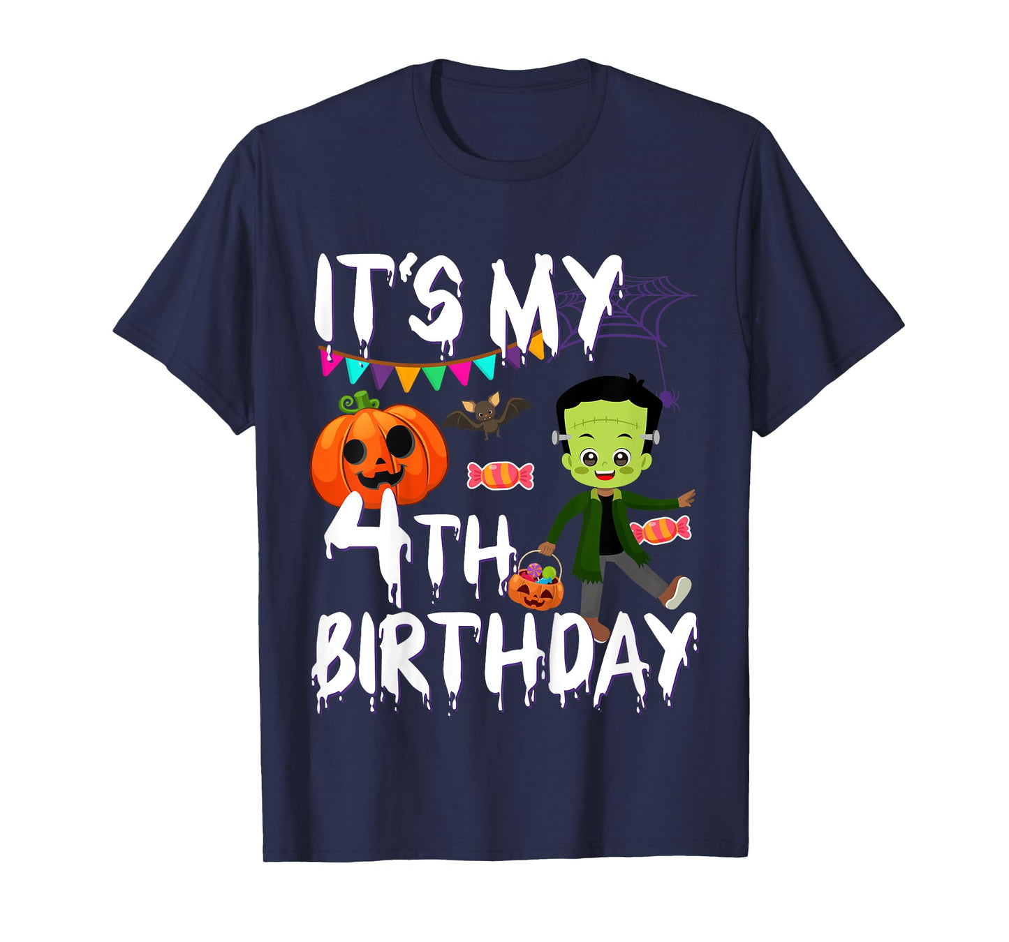Kids 4th Birthday Monster Pumpkin Halloween Costume T-Shirt