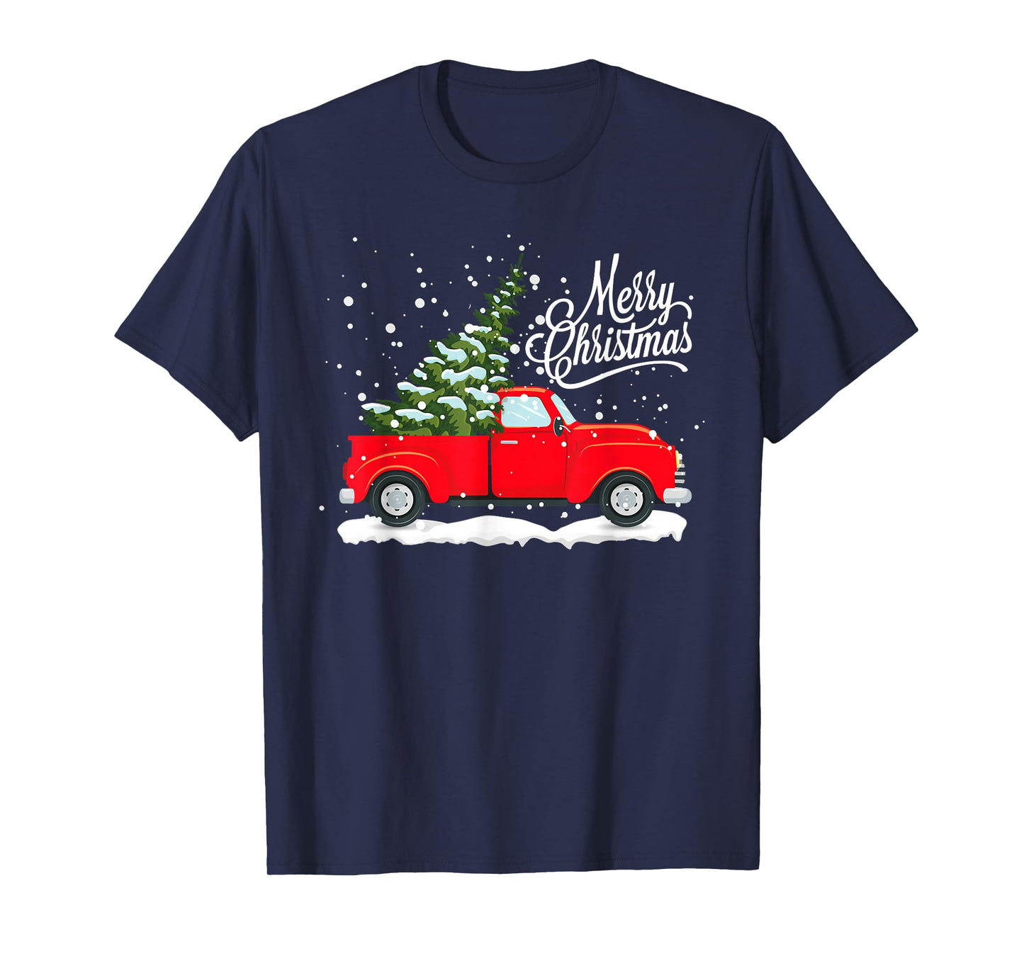 Vintage Red Truck Christmas Tree Pajama Family Xmas Party T-Shirt