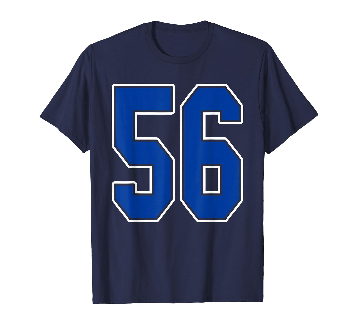 Royal Blue and White Number 56 Jersey Player Uniform #56 Fan T-Shirt