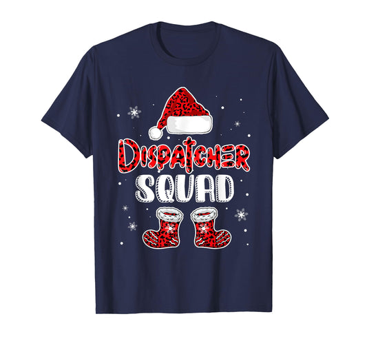 Dispatcher Squad Leopard Santa's Hat Christmas Dispatcher T-Shirt