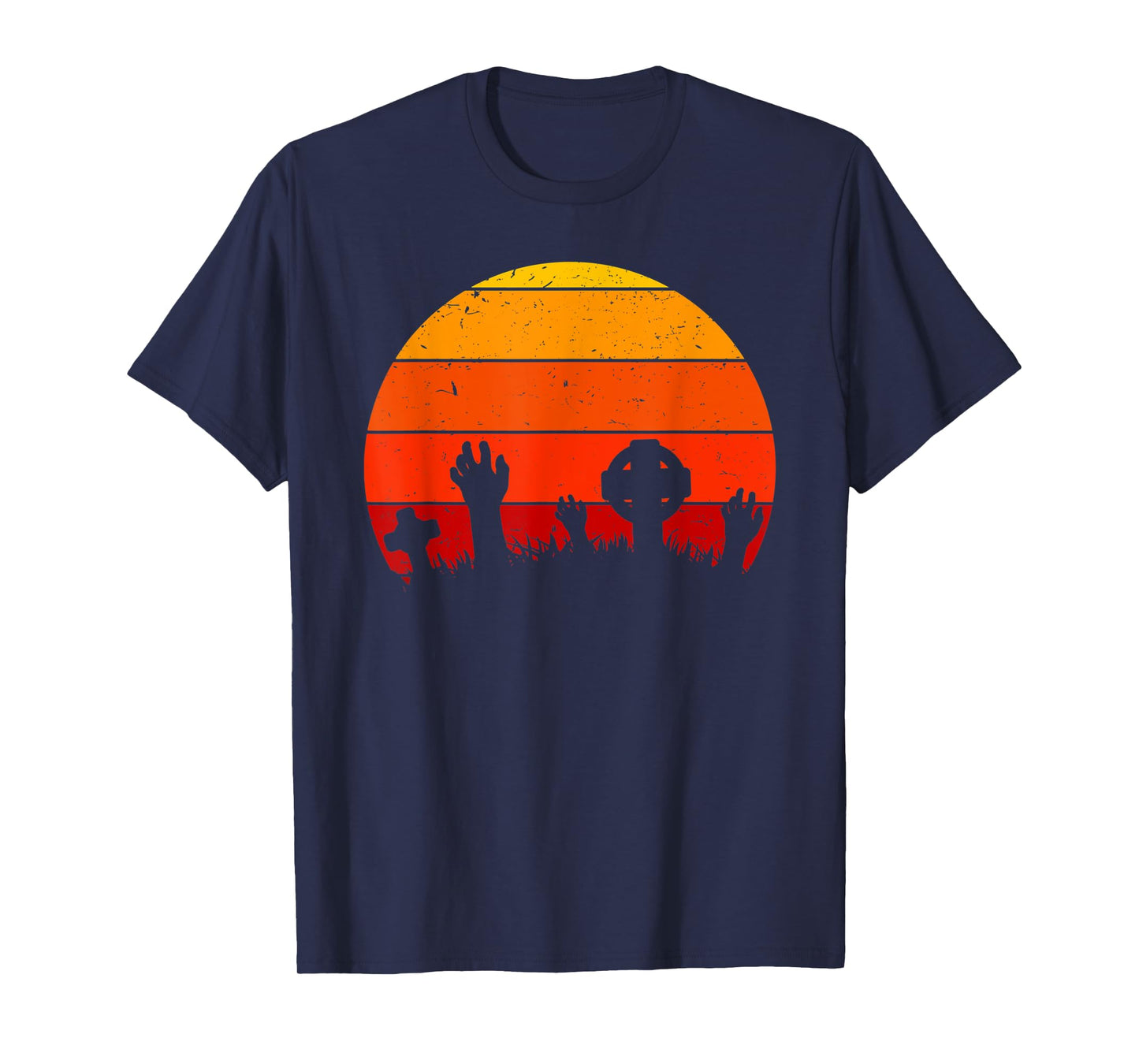 Vintage Retro Sunset Halloween Cemetery, Halloween Costume T-Shirt