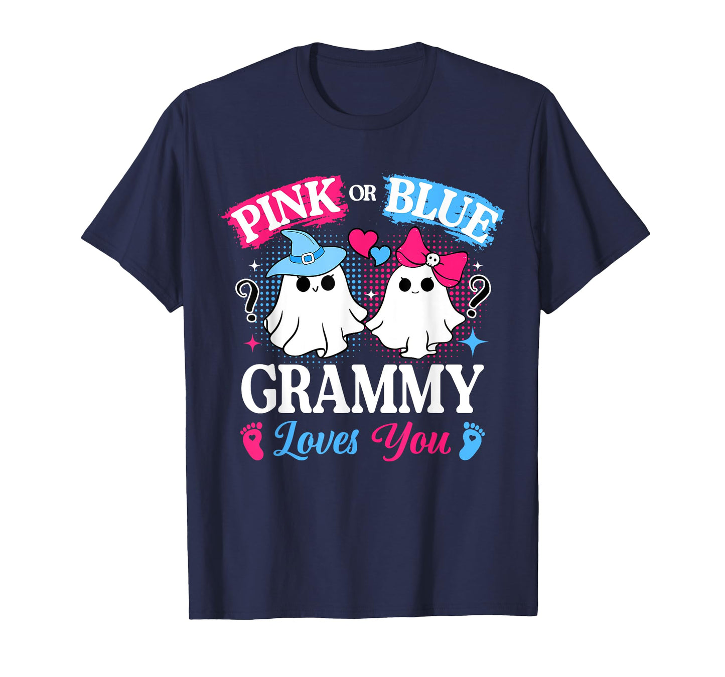 Pink or Blue Grammy Loves You Gender Reveal Halloween T-Shirt