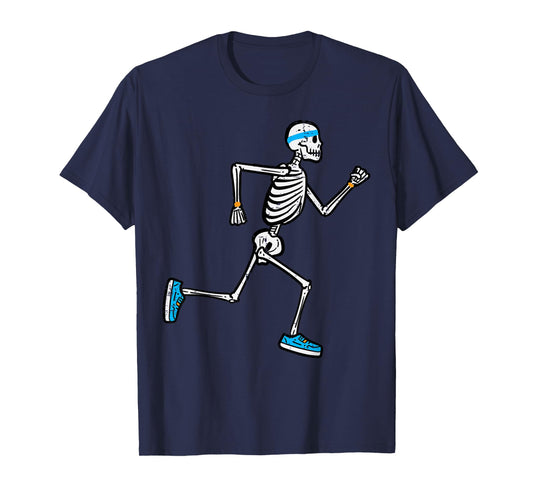Halloween Skeleton Running Marathon Costume Men Women Kids T-Shirt