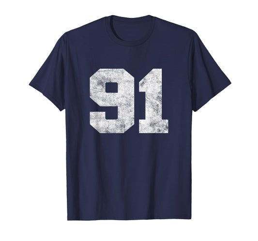 Vintage Lucky Number 91 Birthday Sports Player Team Athlete T-Shirt