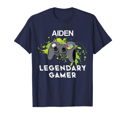 Aiden Name Gift - Personalized Legendary Gamer T-Shirt