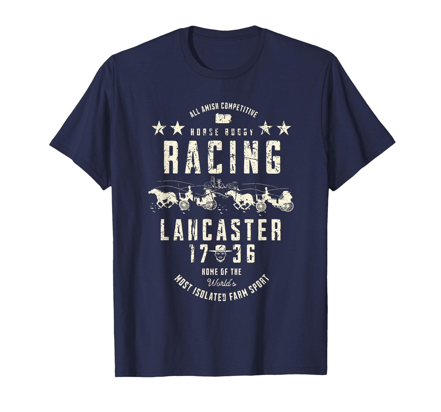 All Amish Competitive Horse Buggy Racing Lancaster 1736 T-Shirt