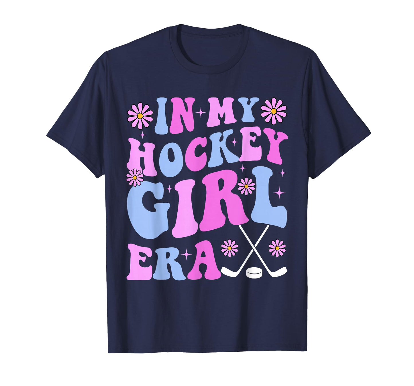 In My Hockey Girl Era Groovy Game Day Hockey T-Shirt
