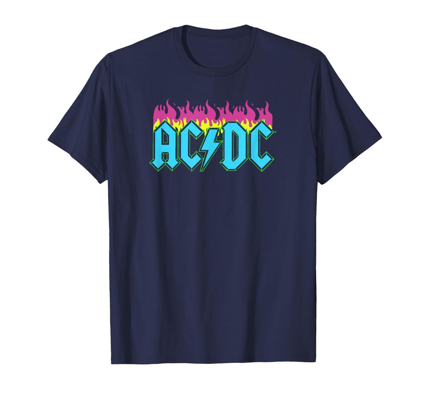AC/DC Rock Music Band Neon Flames T-Shirt