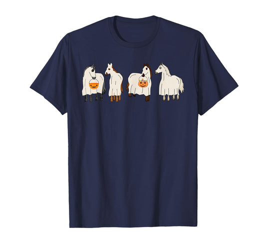 Halloween Ghost Horses Spooky Season Funny Horse T-Shirt