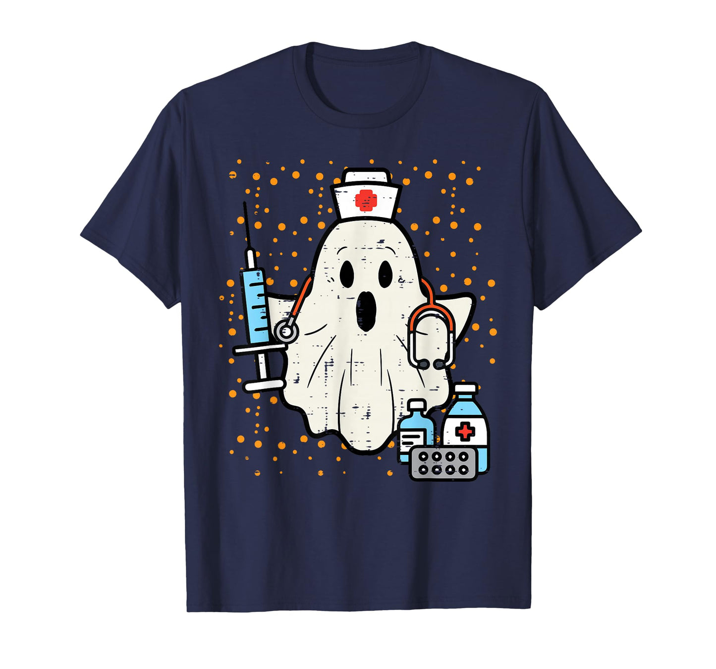 Halloween Nurse Ghost Boo Nursing Scrub Top Costume Women T-Shirt