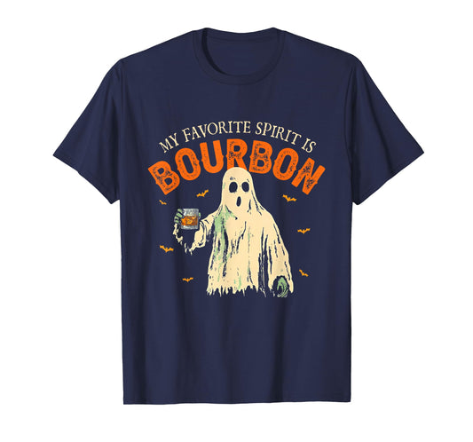 My Favorite Spirit Is Bourbon Funny Ghost Halloween Costume T-Shirt