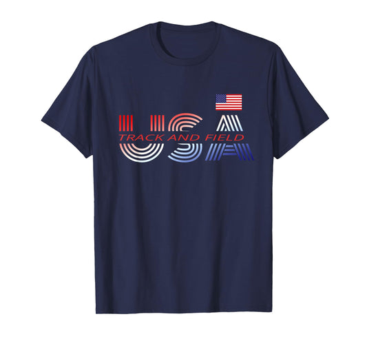 Patriotic USA Team Sports Proud American Track and Field T-Shirt