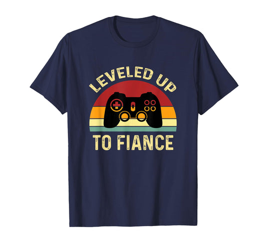 Leveled Up To Fiance Just Engaged Newly Engaged Couple T-Shirt