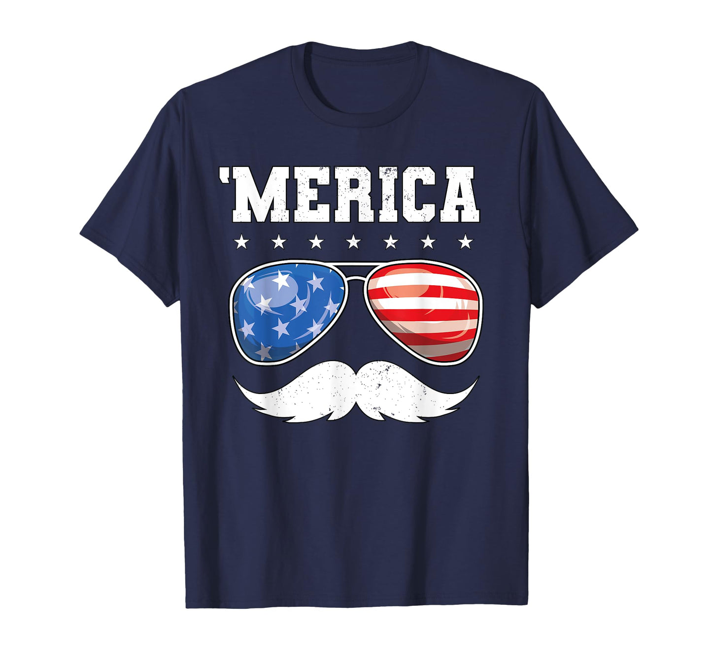 4th of July T shirt Men Boys Mustache Sunglasses USA Flag T-Shirt