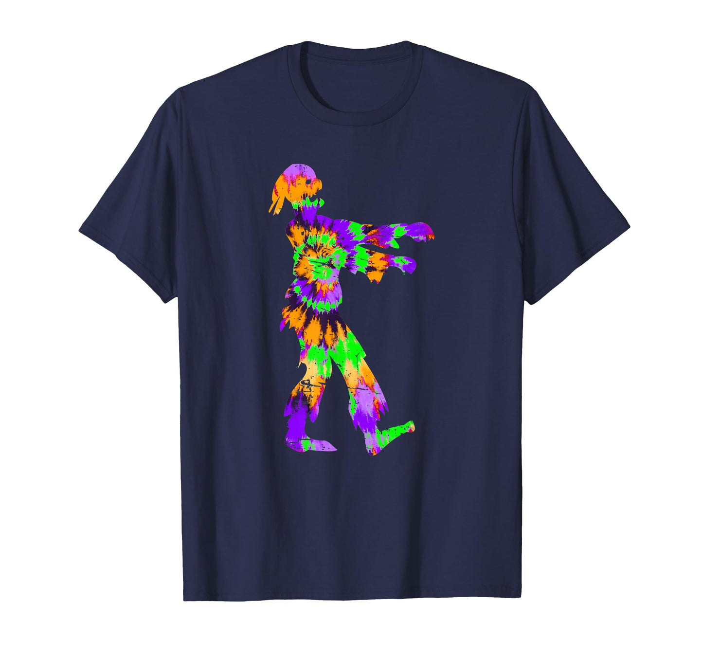 Tie Dye Halloween Zombie - Horror Art Orange Purple Green T-Shirt