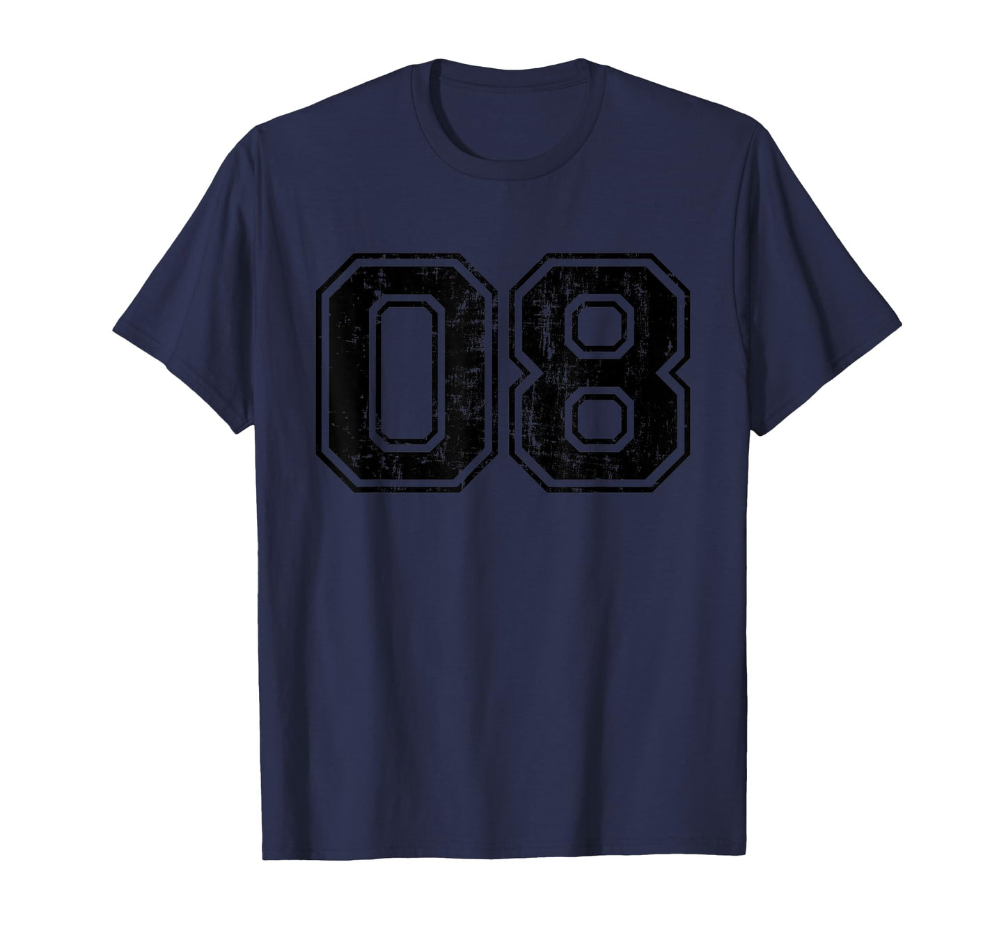 Number 08 Varsity Distressed Vintage Sport Team Player's T-Shirt