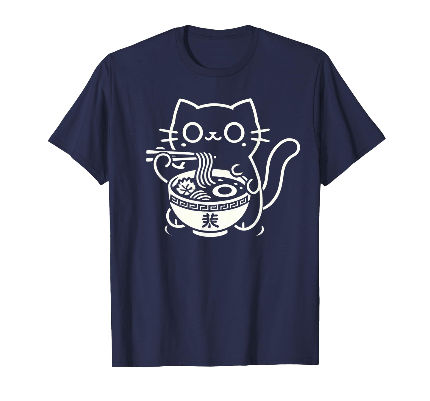 Kawaii Cat Eating Ramen Noodles Anime T-Shirt
