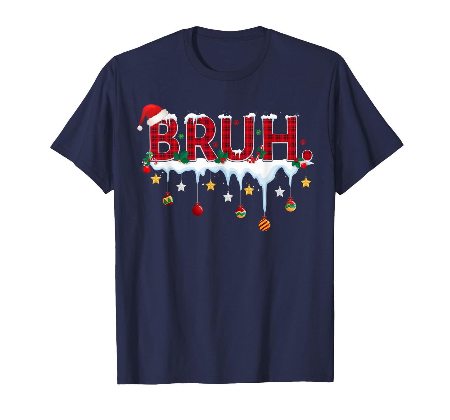 Christmas Red Plaid Bruh Funny Teens Boys Kids Xmas Pajamas T-Shirt