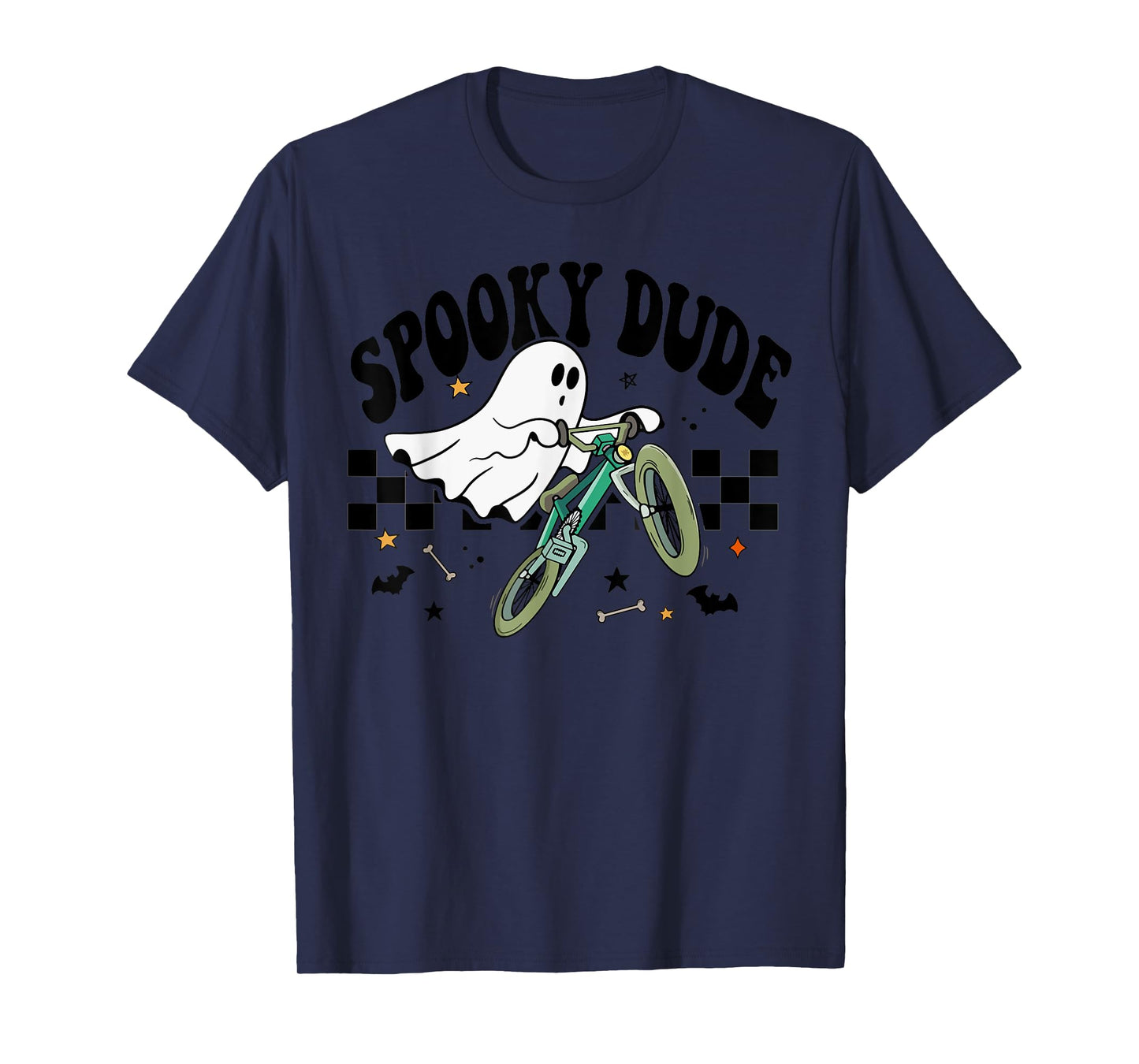 Ghost Cycling Bicycle Bike Retro Halloween Party Costume T-Shirt