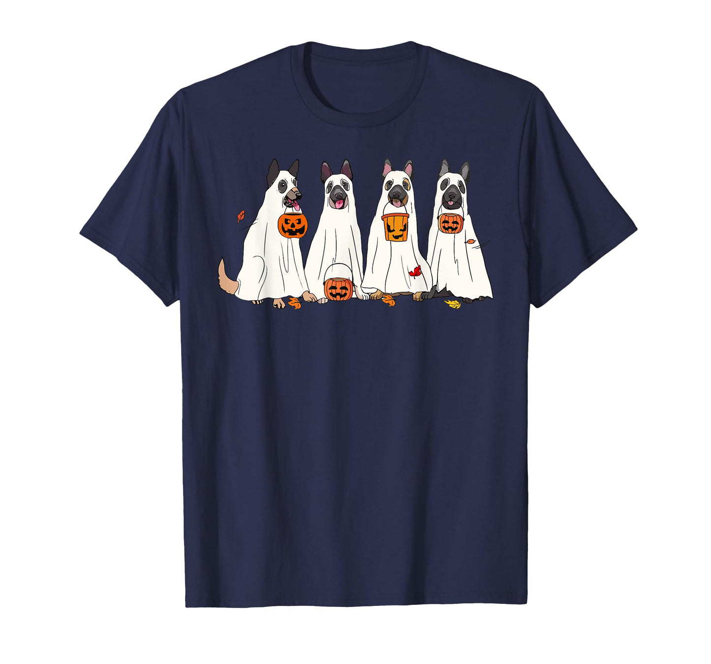 Dog Halloween Trick Or Treat Boo Ghost Pumpkin Malinois Dogs T-Shirt