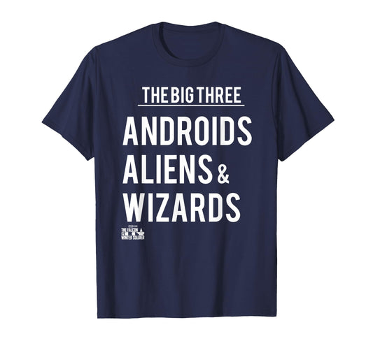 Marvel Falcon Winter Soldier Big 3 Androids Aliens & Wizards T-Shirt